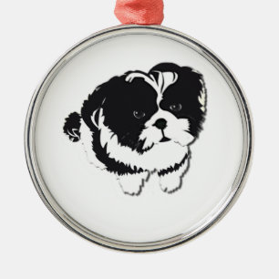 Shih Tzu Black White Dog Pet Metal Ornament