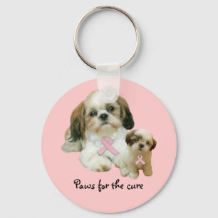 Shih Tzu Breast Cancer Keychain