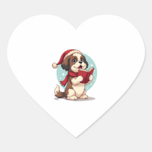 Shih Tzu Carol Singer Heart Sticker