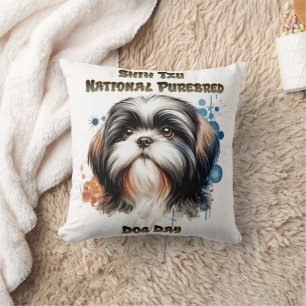 Shih Tzu Celebration on National Purebred Dog Day Cushion