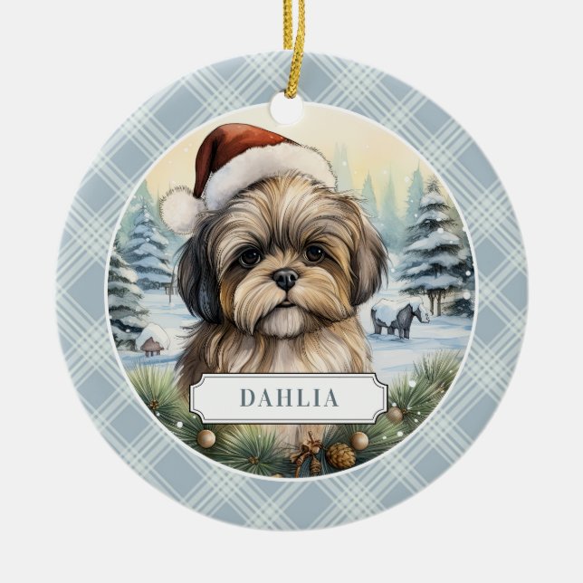 Shih Tzu Ceramic Circle Ornament (Front)