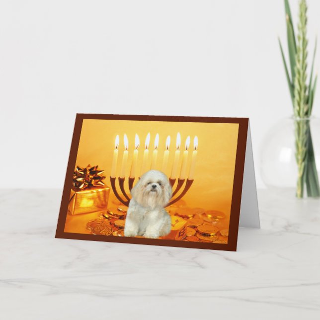 Shih Tzu Chanukah Card Menorah (Front)