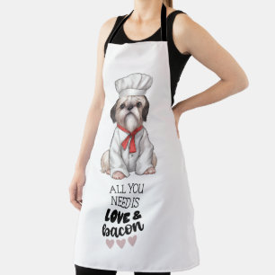 Shih Tzu Chef Love & Bacon Apron