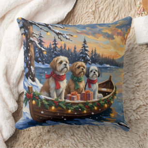 Shih Tzu Christmas Boat Holiday Cushion