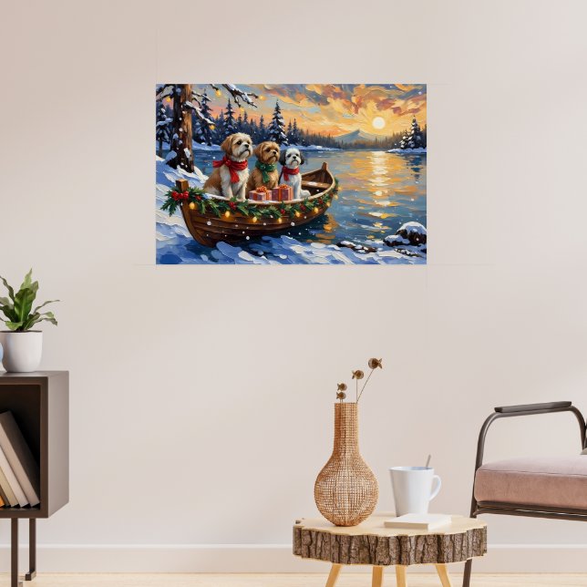 Shih Tzu Christmas Boat Holiday Poster (Living Room 3)