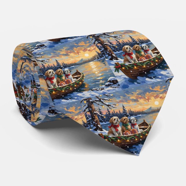 Shih Tzu Christmas Boat Holiday Tie (Rolled)