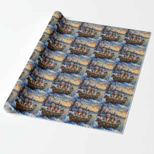 Shih Tzu Christmas Boat Holiday Wrapping Paper