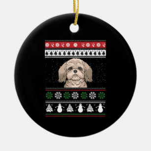 Shih Tzu Christmas Ceramic Ornament