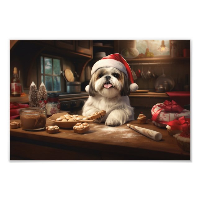 Shih Tzu Christmas Cookies Festive Holiday Photo Print (Front)