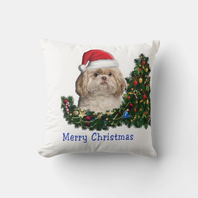 Shih tzu Christmas Cushion (Front)