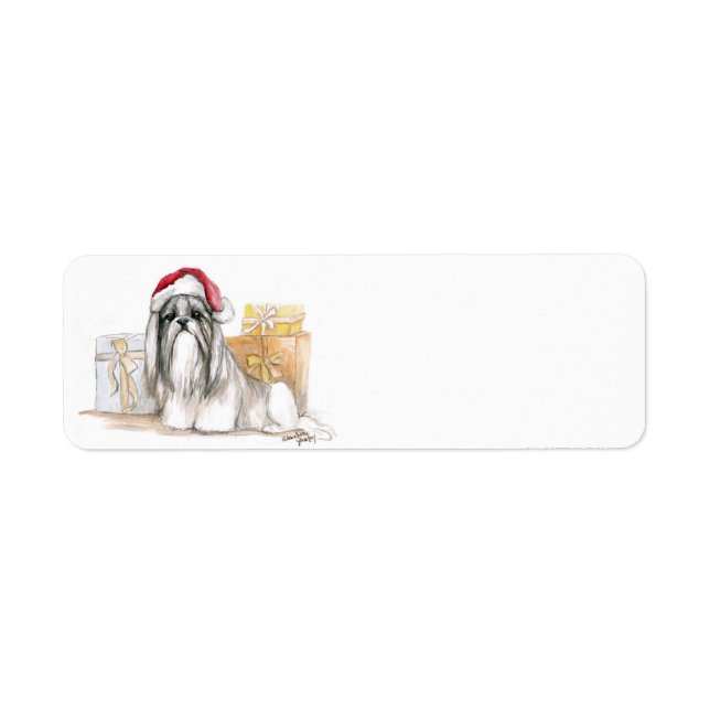 Shih tzu Christmas Dog Art Return Address Labels (Front)