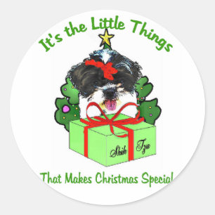 Shih Tzu Christmas Gifts Classic Round Sticker