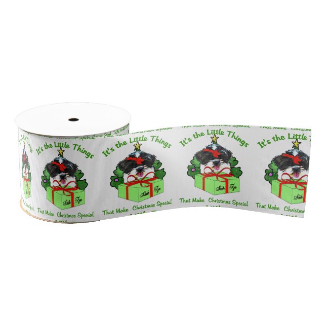 Shih Tzu Christmas Grosgrain Ribbon (Spool)