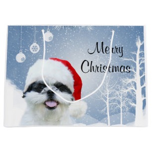 Shih Tzu Christmas Large Gift Bag