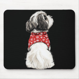 Shih Tzu Christmas Lights Dog Lover Xmas Pajama Pu Mouse Pad