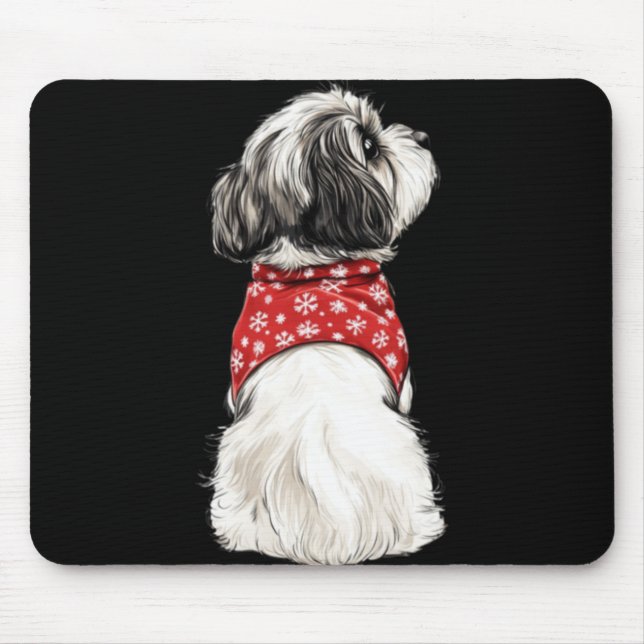 Shih Tzu Christmas Lights Dog Lover Xmas Pajama Pu Mouse Pad (Front)