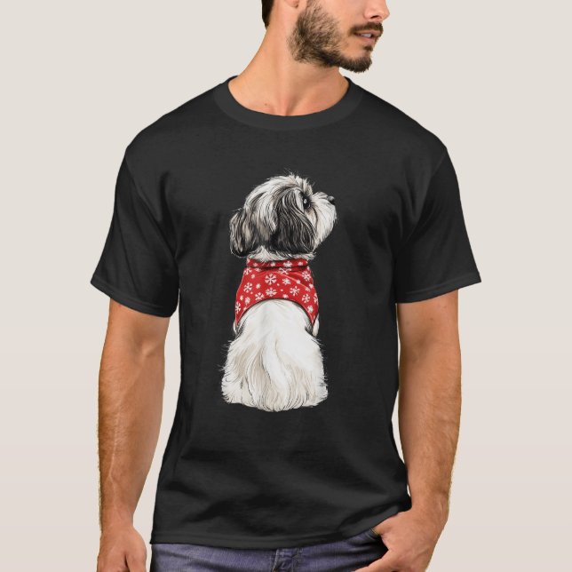 Shih Tzu Christmas Lights Dog Lover Xmas Pajama  T-Shirt (Front)