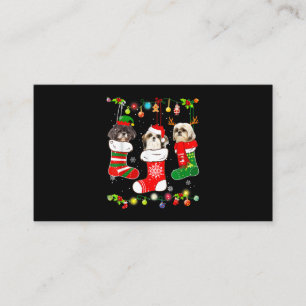 Shih Tzu Christmas Lights Gift Funny Xmas Dog Love Business Card