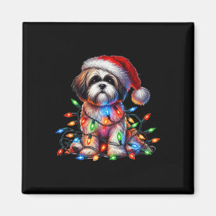Shih Tzu Christmas Lights Santa Hat Dog Lover Magnet