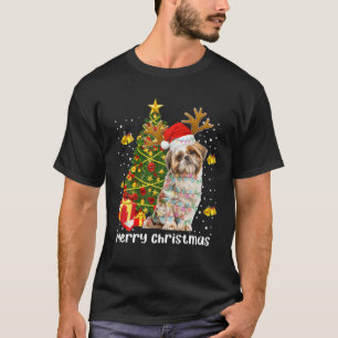Shih Tzu Christmas Lights Tree Santa Xmas Pyjamas T-Shirt