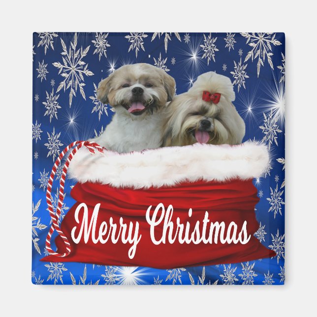 Shih tzu Christmas Magnet (Front)