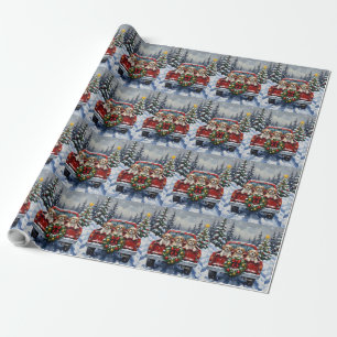 Shih Tzu Christmas Red Truck Holiday Wrapping Paper