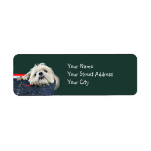 Shih Tzu Christmas Return Address Label