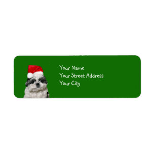 Shih Tzu Christmas Return Address Label