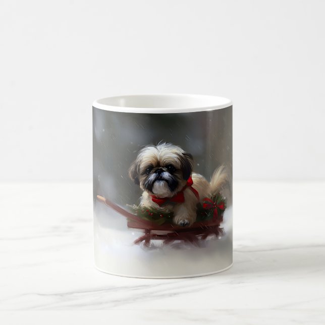Shih Tzu Christmas snow winter Coffee Mug (Center)