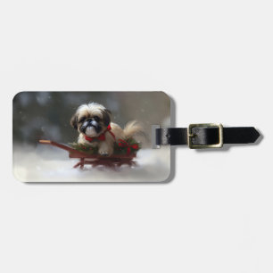 Shih Tzu Christmas snow winter Luggage Tag