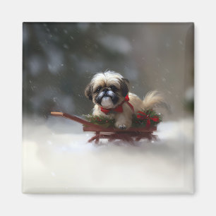 Shih Tzu Christmas snow winter Magnet