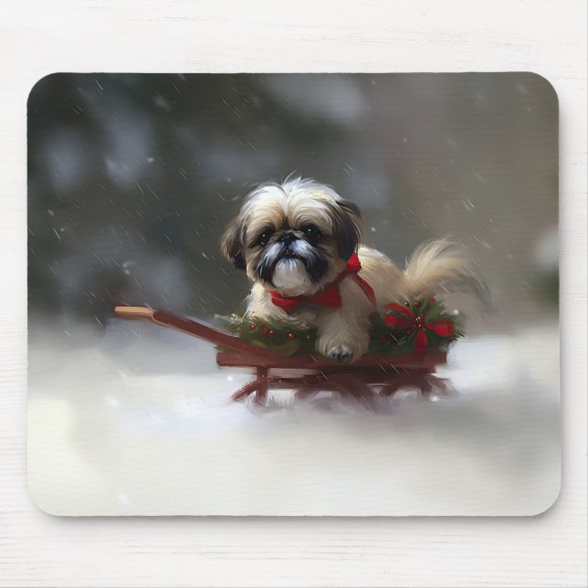 Shih Tzu Christmas snow winter Mouse Pad (Front)