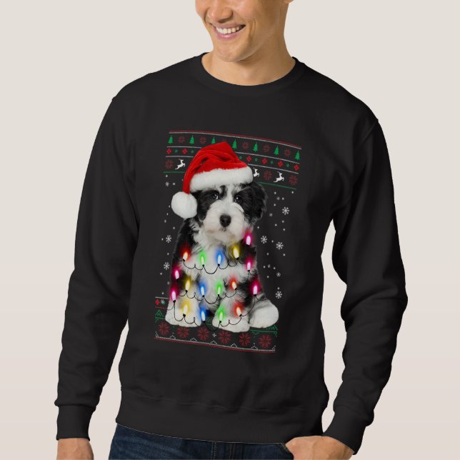 Shih Tzu Christmas Sweater Tree Lights Shih Tzu Ch (Front)