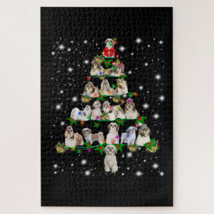 Shih Tzu Christmas Tree Covered By Fashlight Jigsaw Puzzle