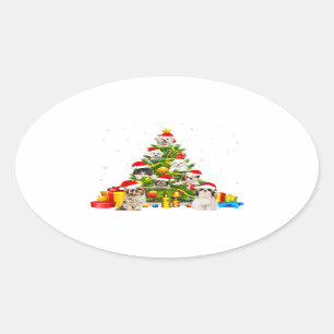 Shih Tzu Christmas Tree X-mas Shih Tzu Lover Oval Sticker