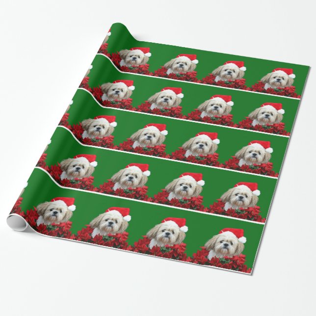 Shih Tzu Christmas Wrapping Paper (Unrolled)