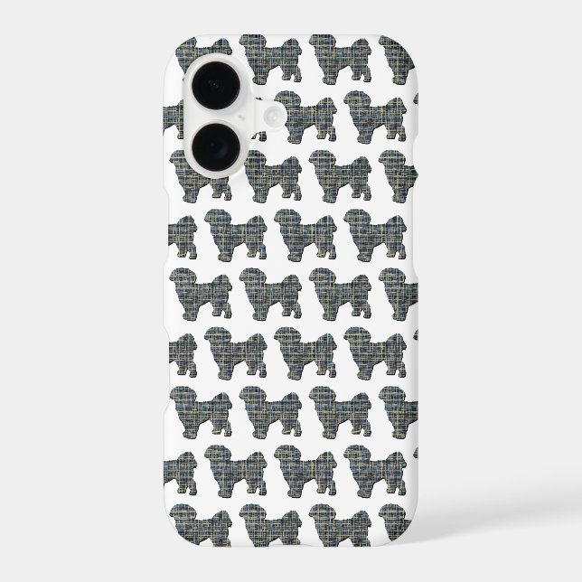 Shih Tzu Cute Dog Silhouette Grid White iPhone Case (Back)
