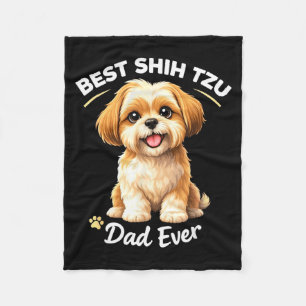 Shih tzu dad ever cute dog dad pride fleece blanket