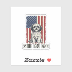 Shih Tzu Dad Patriotic Flag Vintage Dog Shirt_1