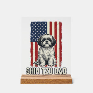 Shih Tzu Dad Patriotic Flag Vintage Dog Shirt_1 Acrylic Sign