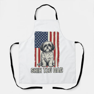 Shih Tzu Dad Patriotic Flag Vintage Dog Shirt_1 Apron