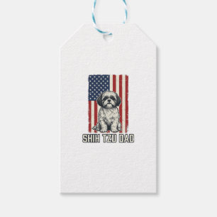 Shih Tzu Dad Patriotic Flag Vintage Dog Shirt_1 Gift Tags