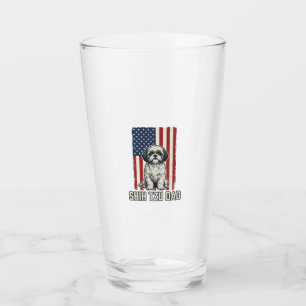 Shih Tzu Dad Patriotic Flag Vintage Dog Shirt_1 Glass