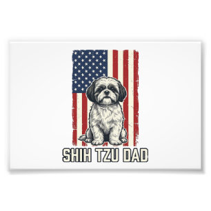 Shih Tzu Dad Patriotic Flag Vintage Dog Shirt_1 Photo Print