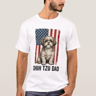 Shih Tzu Dad Patriotic Vintage Dog Shirt Design_1