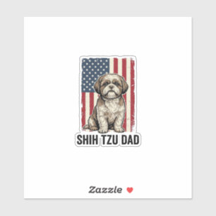 Shih Tzu Dad Patriotic Vintage Dog Shirt Design_1