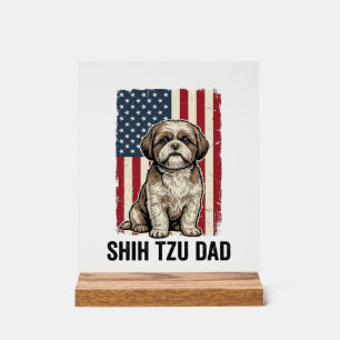 Shih Tzu Dad Patriotic Vintage Dog Shirt Design_1 Acrylic Sign