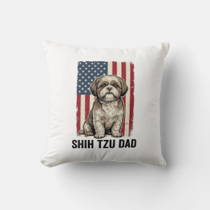 Shih Tzu Dad Patriotic Vintage Dog Shirt Design_1 Cushion
