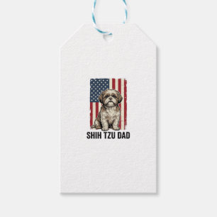 Shih Tzu Dad Patriotic Vintage Dog Shirt Design_1 Gift Tags