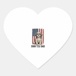 Shih Tzu Dad Patriotic Vintage Dog Shirt Design_1 Heart Sticker